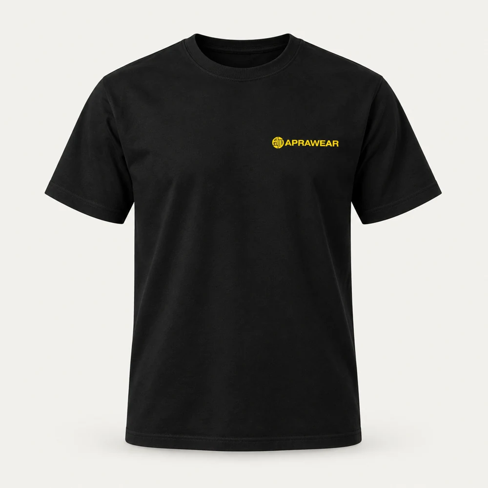 APRAWEAR branded t-shirts example showing personalised branding