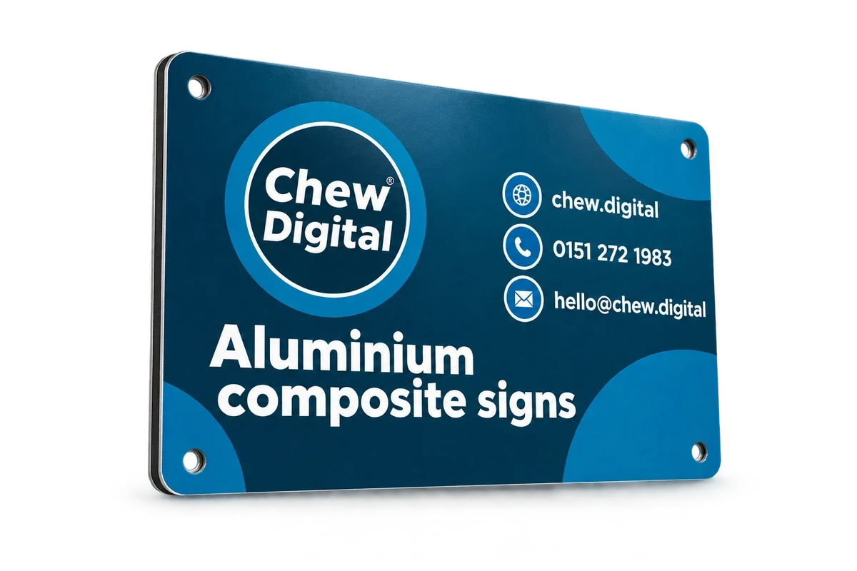 Chew Digital® aluminium composite signs product mockup