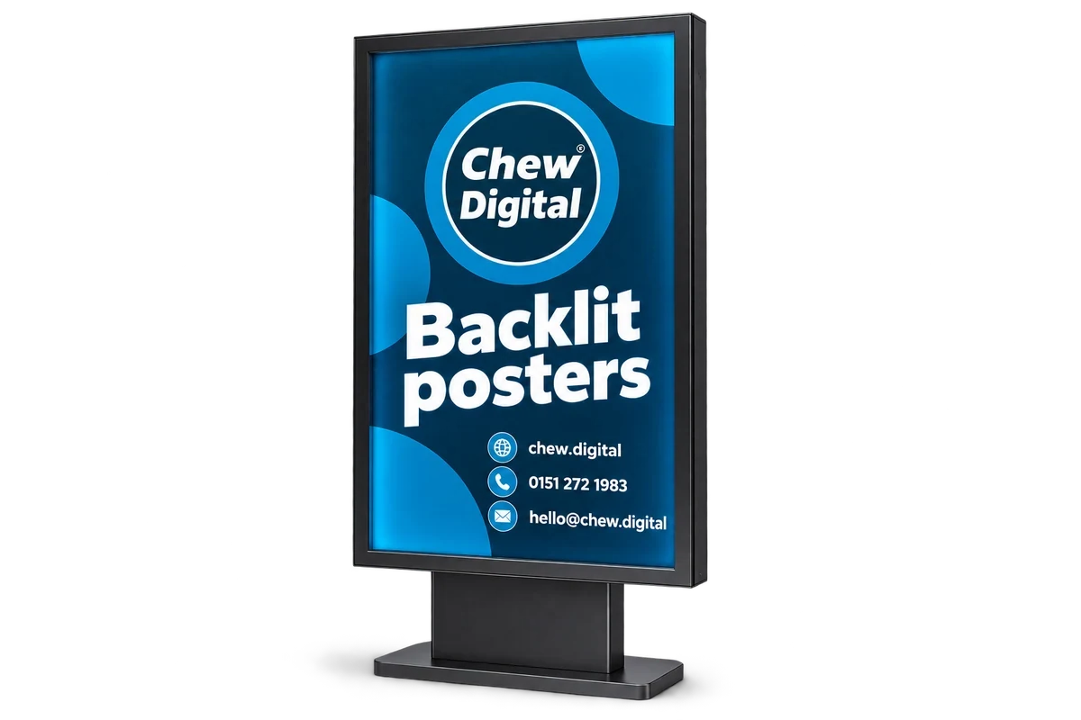Chew Digital® backlit posters product mockup