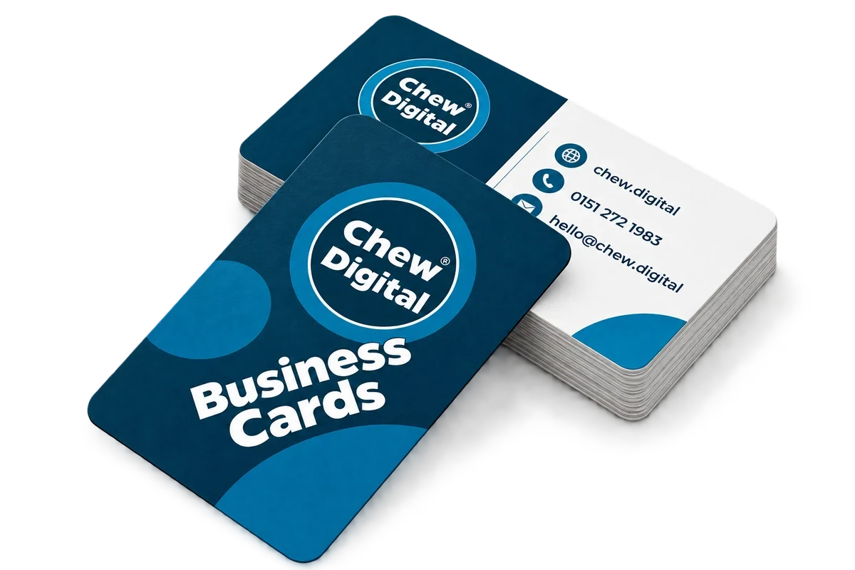 Chew Digital® business cards product mockup