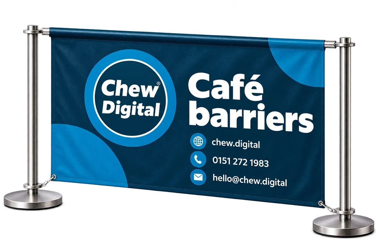 Chew Digital® café barriers product mockup