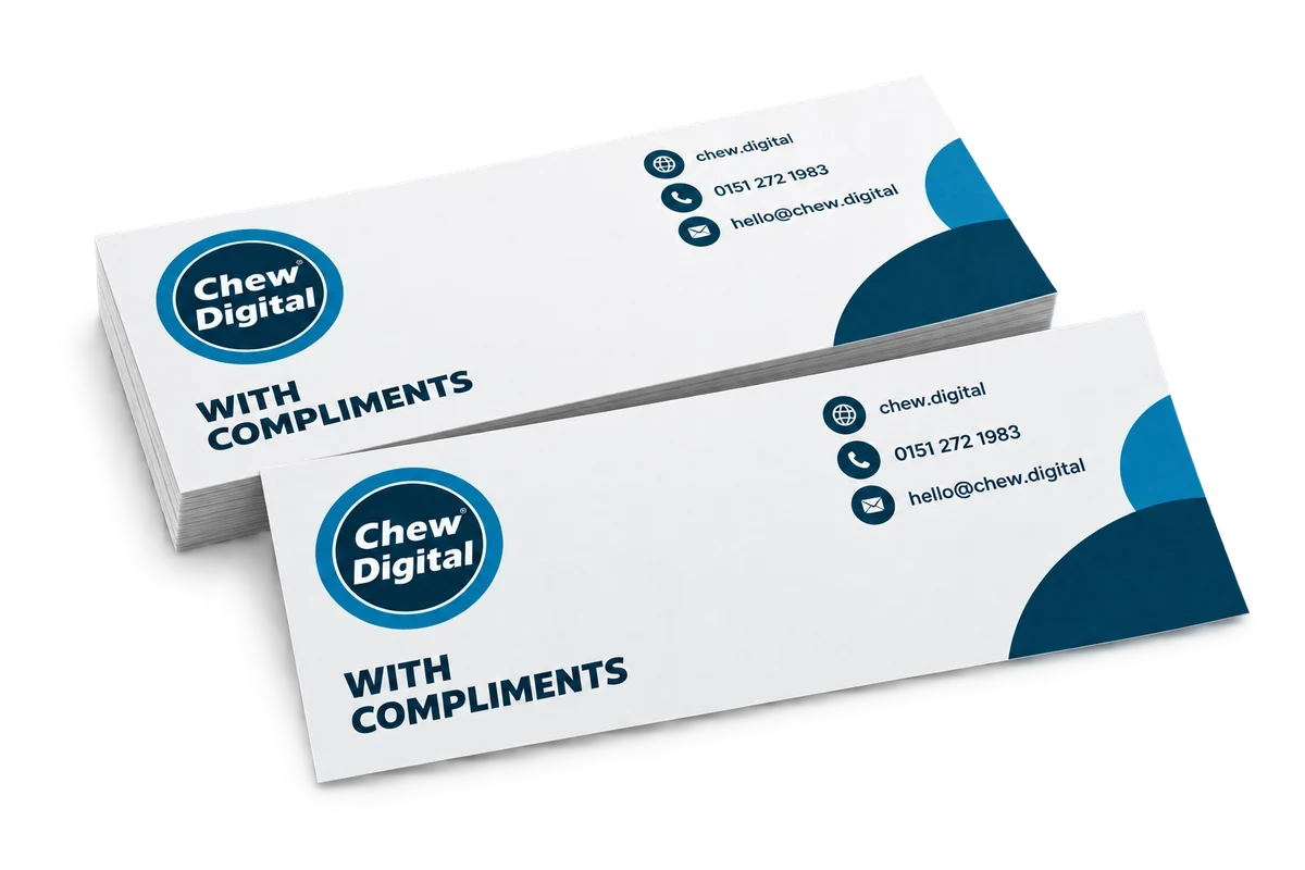 Chew Digital® compliment slips product mockup