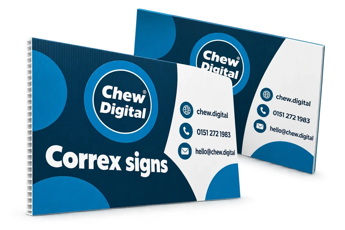 Chew Digital® correx signs product mockup