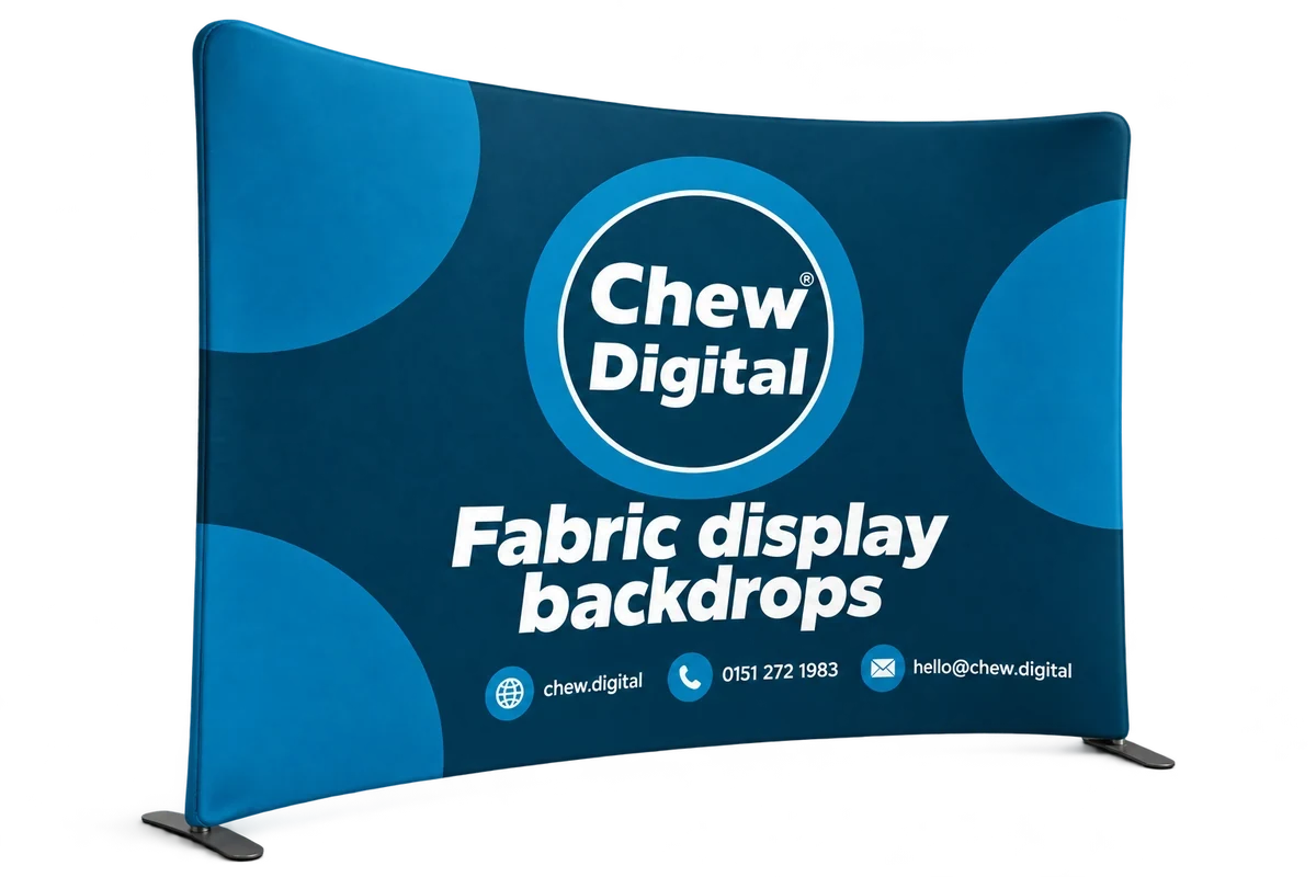 Chew Digital® fabric display backdrops product mockup