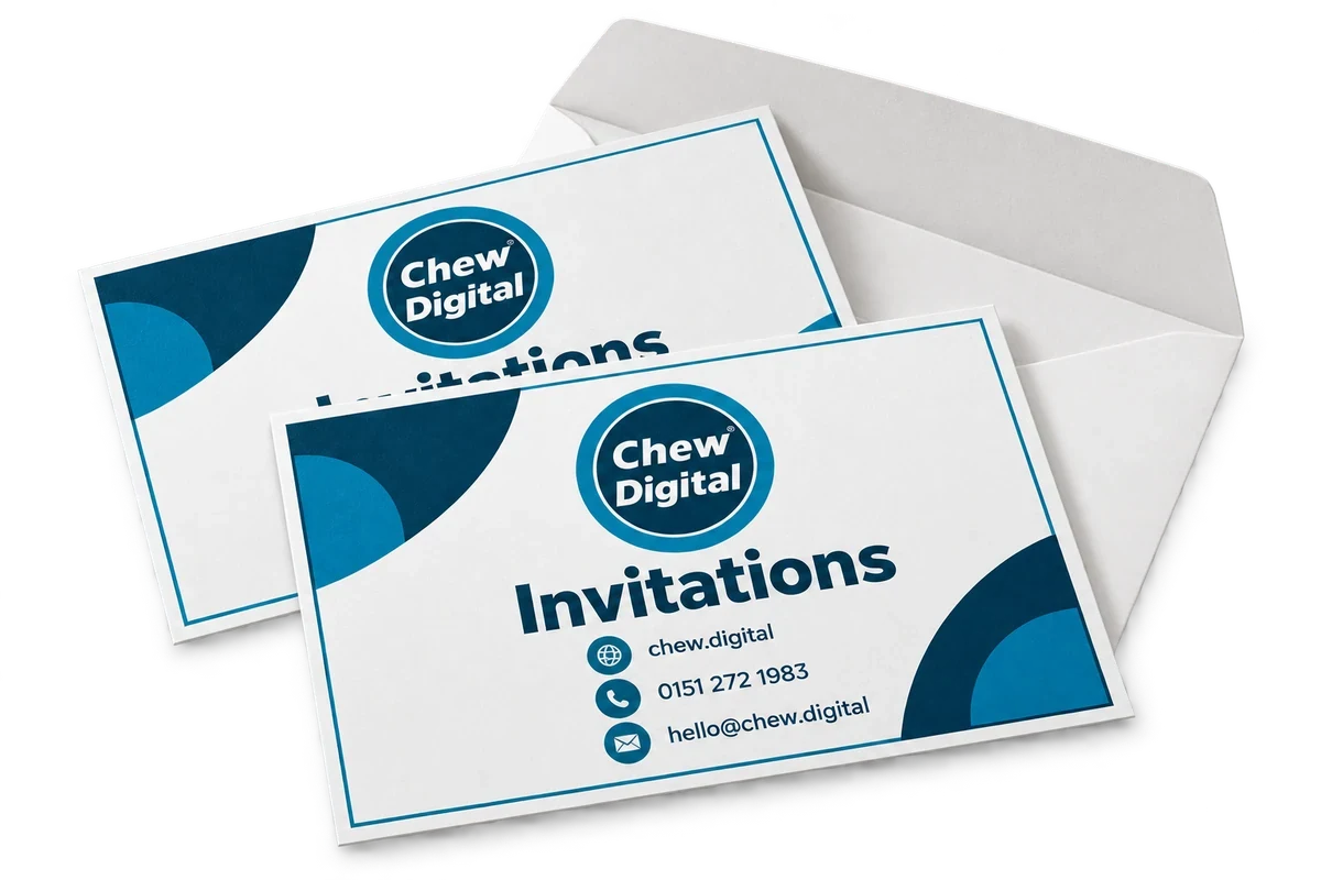 Chew Digital® invitations product mockup