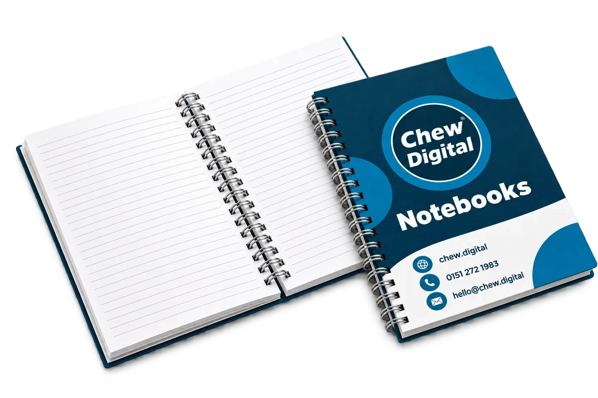 Chew Digital® notebooks product mockup