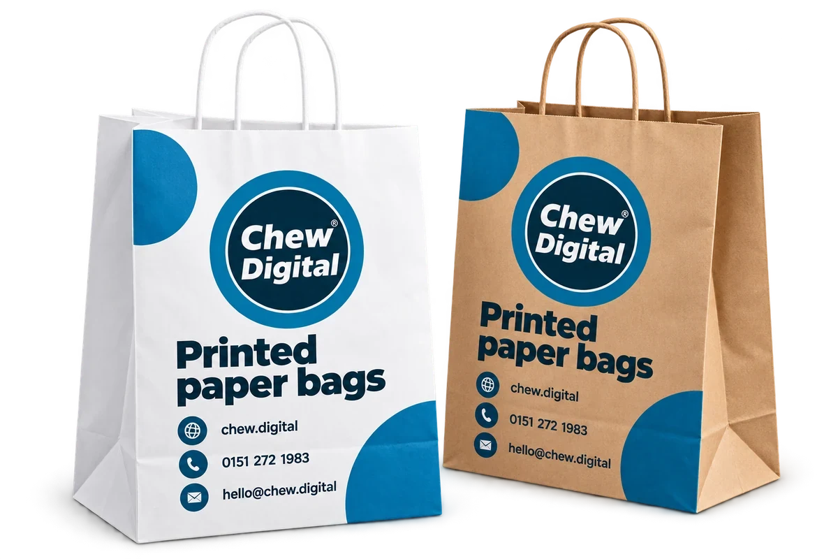 Chew Digital® printed paper bags product mockup