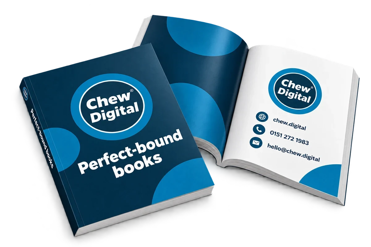 Chew Digital® perfect-bound books product mockup