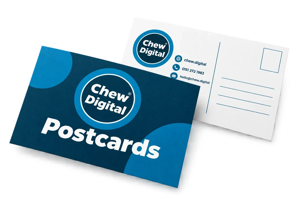 Chew Digital® postcards product mockup