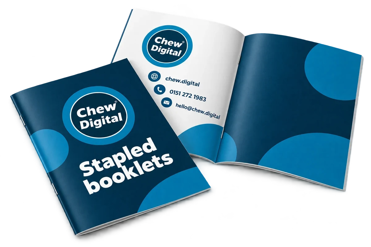 Chew Digital® stapled booklets product mockup