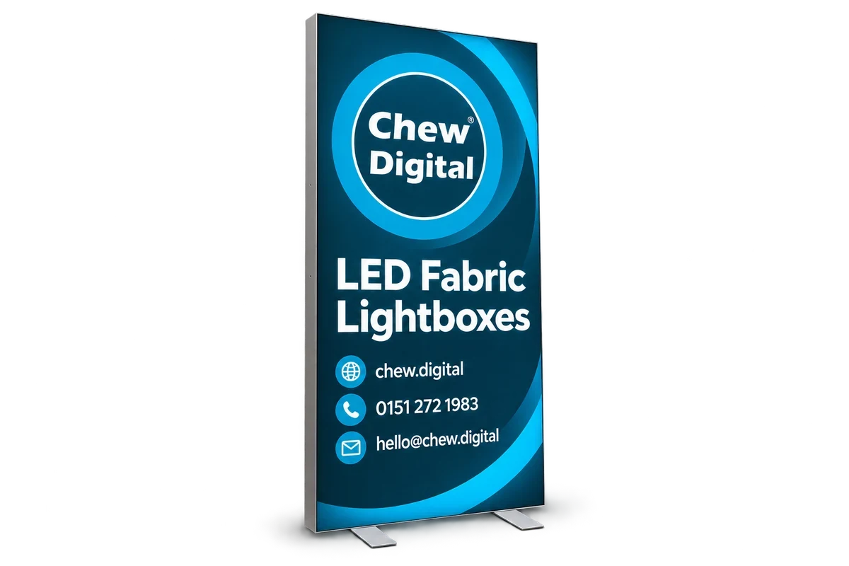 Chew Digital® LED Fabric Lightboxes product mockup
